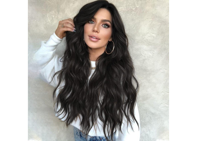 Peruca din par natural Negru Natural